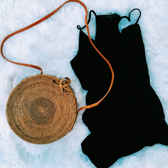 💐LAST 1💐Circular Rattan/Crossbody Round Bag - Picture 2 of 7